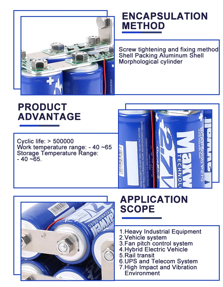 Original MAXWELL Super capacitor 16v 500f  car bettery bank  6* 2.7v  3000 farad ultracapacitor For motor starting