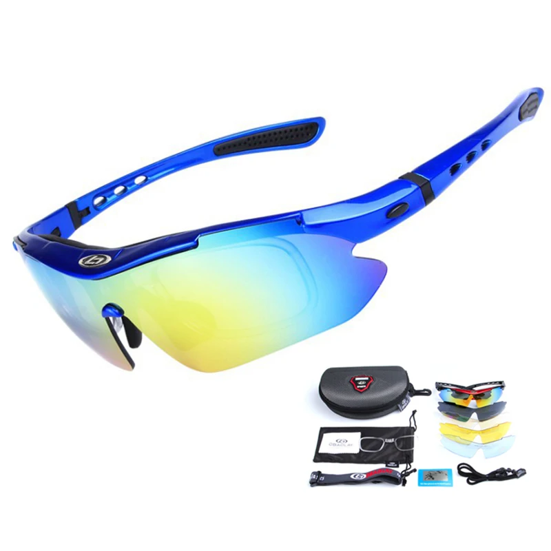 Очки для рыбалки с 5 линзами UV400, мужские и женские поляризованные очки для рыбалки, многофункциональные солнцезащитные очки для походов, походов, езды на велосипеде - Цвет: Blue