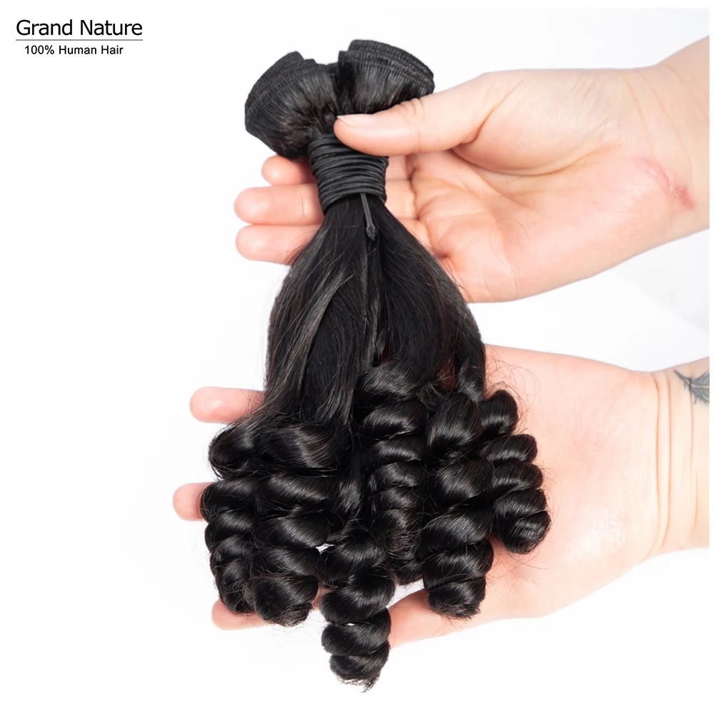 Double Drawn fumi curly brazilian virgin hair Weave Bundles 3/4 Human hair Extension Natural Color High Ratio can be bleach 613