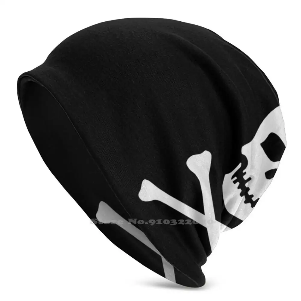 White Pirate Skull And Bones Stretch Beanie 3D Fai Da Te Print Cap Pirate Skull Bones Skull And Bones Flag Treasure Skeleton White