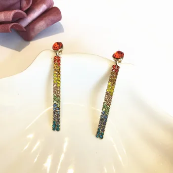 

Women's Earrings Crystal Geometry Long Pendant Earrings New Fashion Simple Three-dimensional Rectangular Ladies Jewelry