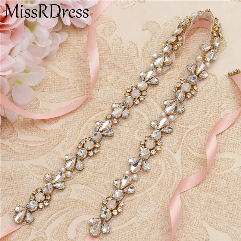 MissRDress Opals пояс невесты золотой кристалл тонкий ремешок для свадебного платья стразы свадебный пояс для платье на выпускной JK977