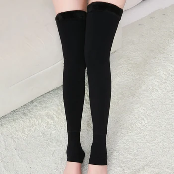 

2020 New Women's over-the-knee stockings open toe cotton winter plus velvet thick leggings for wholesale Drop Shipping