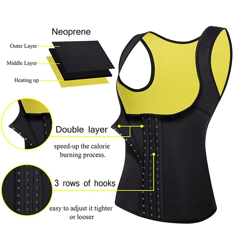 CXZD Women Shapewear Weight Loss Neoprene Sauna Sweat Waist Trainer Corset Tank Top Vest Sport Workout Slimming Body Shaper