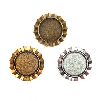 

5pcs/lot 25mm Pad Antique Gold Silver Bronze Safety Pin Brooch Round Cameo Cabochon Base Setting Backside Clip Flower Pattern