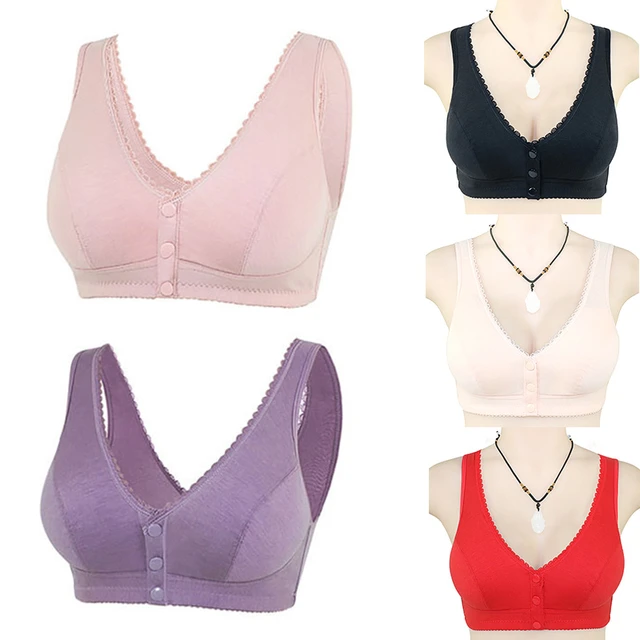 Women Comfortable Cotton Bra Gift For Mom Fashion Soft Bralette Underwear  Stretch Plus Size Pink Nude Color Vest Brassiere - AliExpress