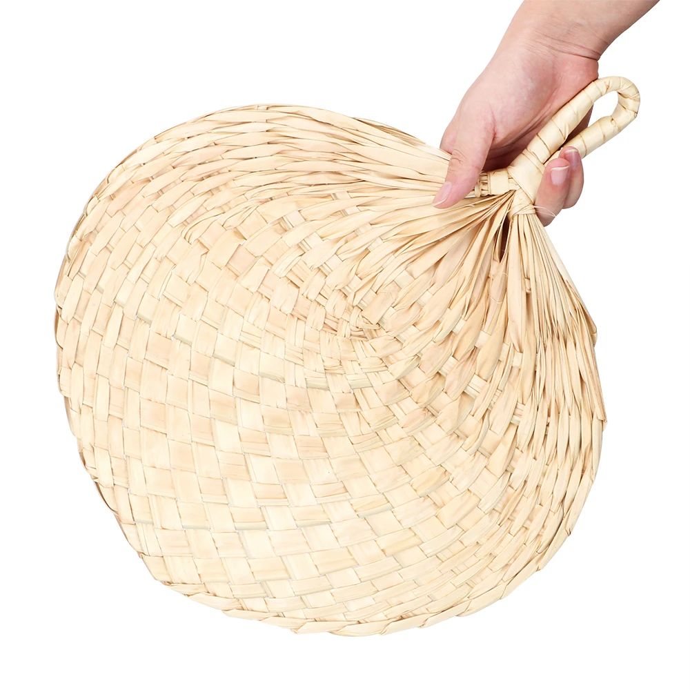 Manual Straw Hand Fans Hand-woven Palm Leaf Hand Fan Chinese Style Summer Cooling Mosquito Repellent Handmade Straw Fan hand fan