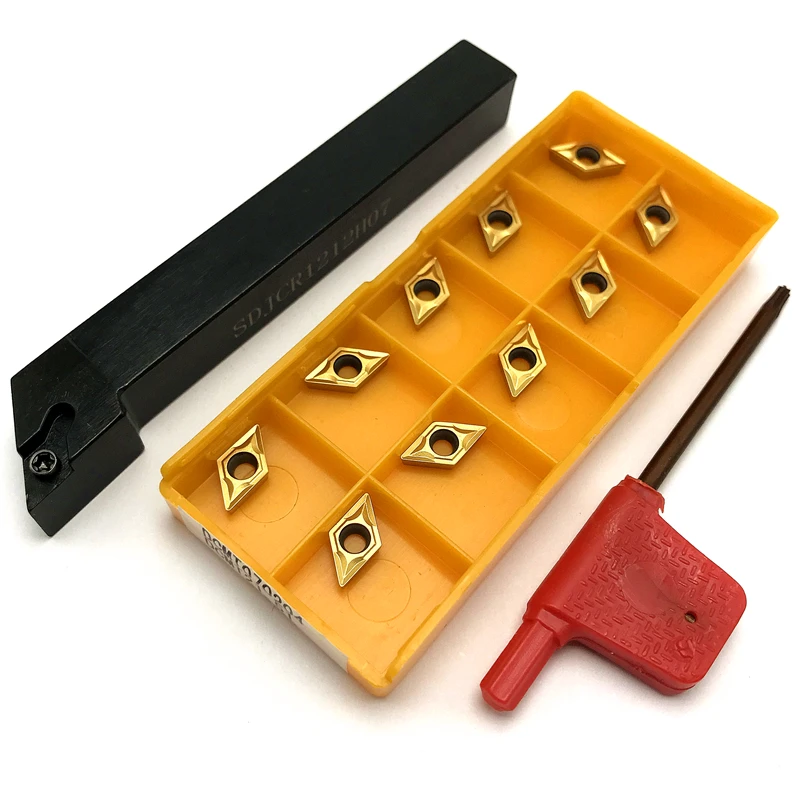 

1PC SDJCR1010H07 SDJCR1212H07 SDJCR1616H07 External Turning Tool Holder+ 10PCS DCMT070204 VP15TF UE6020 US735 Carbide Inserts