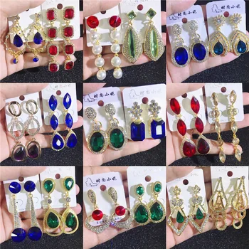 

30 Pairs/lot luxury fashion women crystal style earring lot top quality zircon women wedding earring wholesale 201106-106