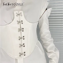 TWOTWINSTYLE White Patchwork Metal Buckle Belt For Women Casual Solid Wide Belt Female New Accessories Fashion 2021 Spring Style