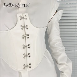 TWOTWINSTYLE White Patchwork Metal Buckle Belt For Women Casual Solid Wide Belt Female New Accessories Fashion 2021 Spring Style