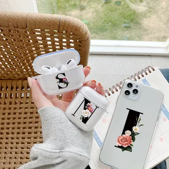 

TPU Cute Flower Earphone Accessories Cover For Apple airpods Cases 1 2 3 Cute With Letter I N S Initial For Airpod Silicone Case