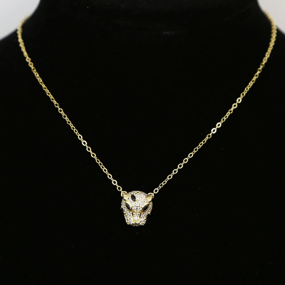 lovely cute cool animal Panther pendant jewelry full cz paved Leopard gold color necklaces fashion jewelry