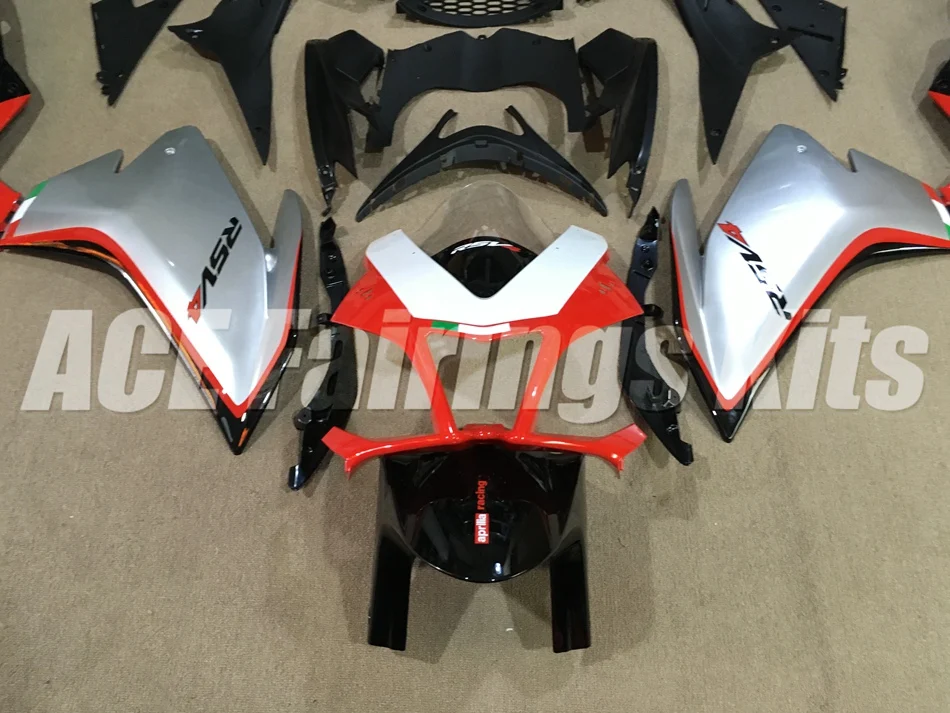 Полный комплект обтекателя мотоцикла подходит для Aprilia RSV4 1000 2010 2011 2012 2013 впрыска ABS Пластик красное серебро Лидер продаж