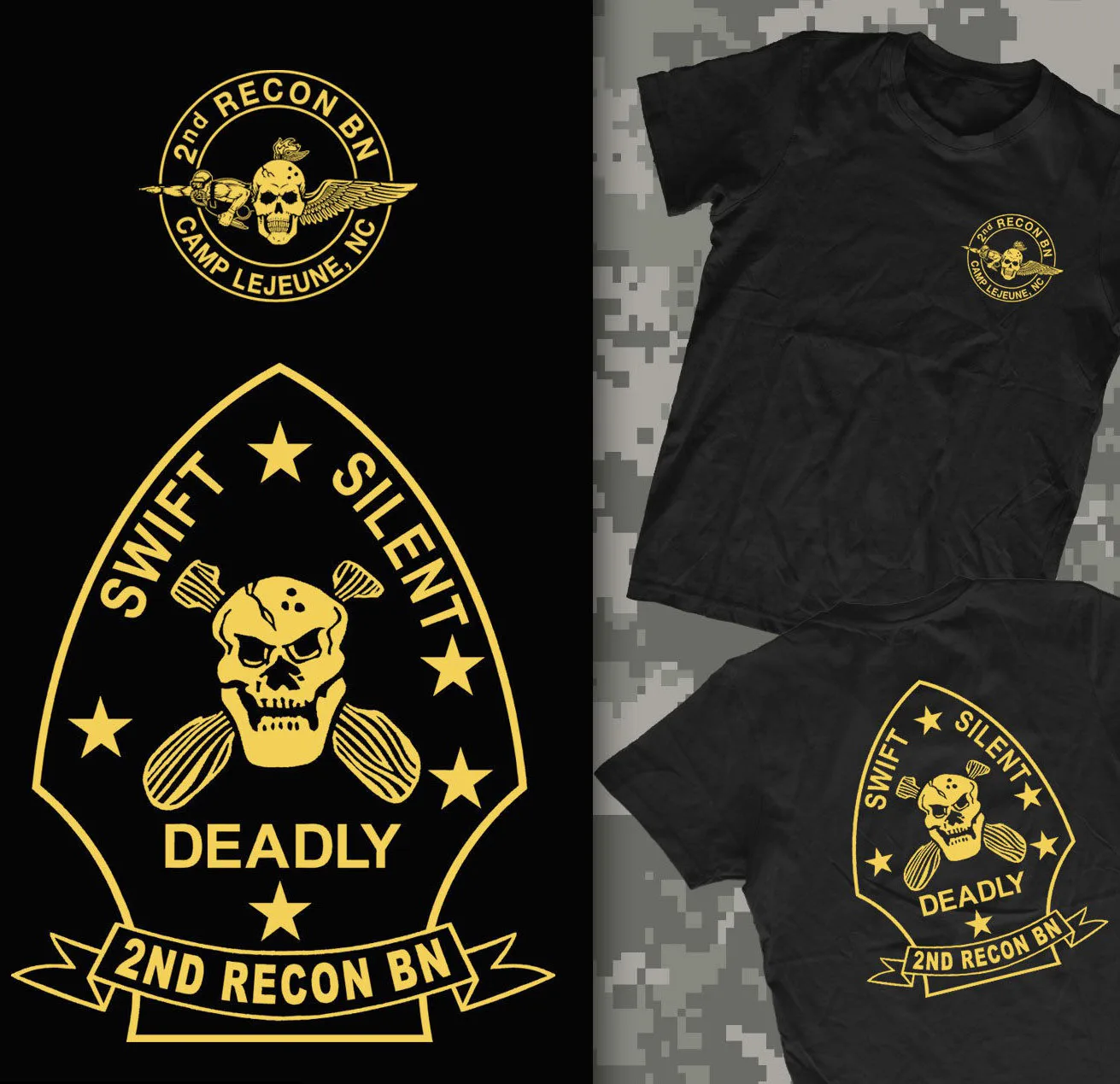 Морской корпус 2Nd Recon battion Camp Lejeune Nc Onslow пляжная Футболка Usmc стильное зауженное