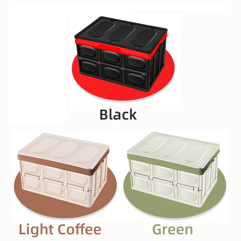 28L-Black Plastic Storage Crates, Pack Of 2 Collapsible Plastic Crates Bins  Basket, Stackable Plastic Storage Boxes Container With Lid For Car Home