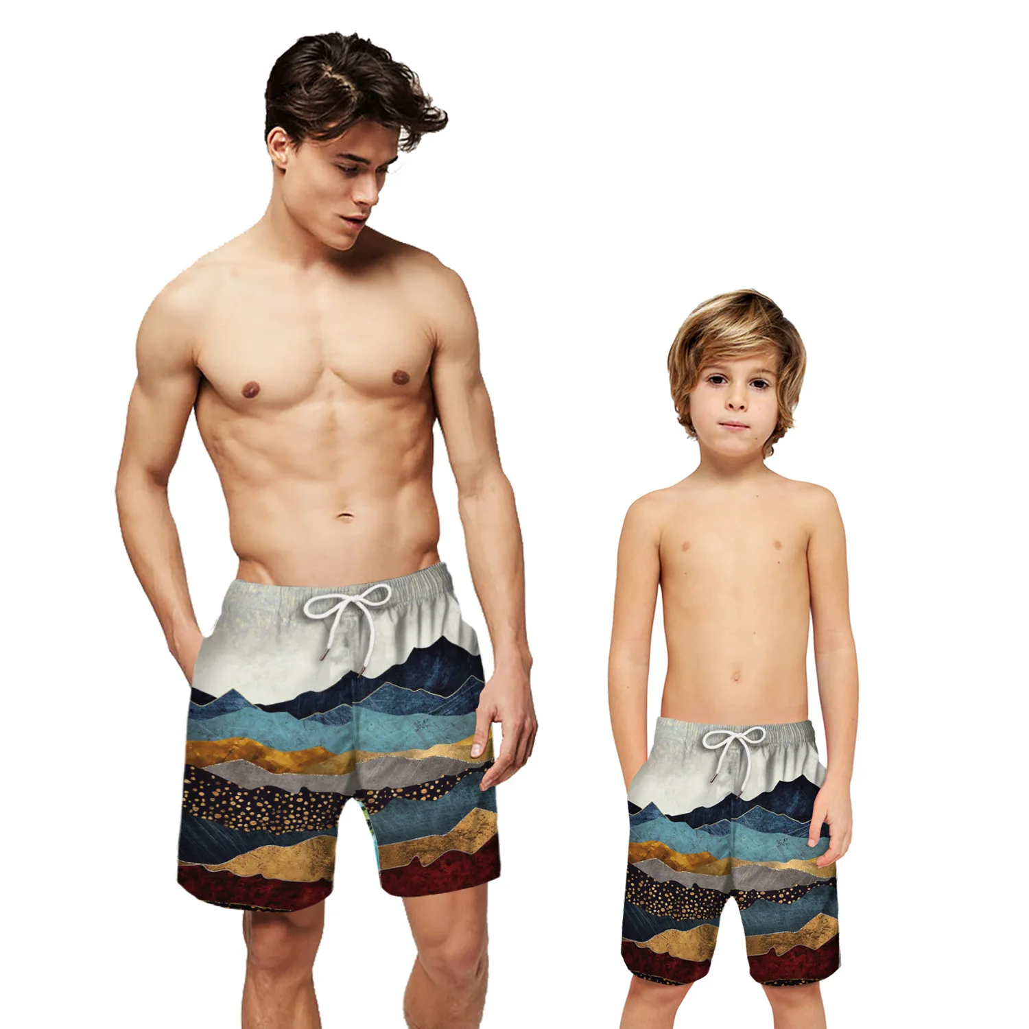 

Massif Print Father Son Matching Beach Shorts for Holiday Summer Board Shorts for Men or Boy