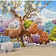 WDBH пользовательские фотообои 3d обои рельефный чудесный лес фон с оленем домашний Декор 3d настенные фрески обои для гостиной
