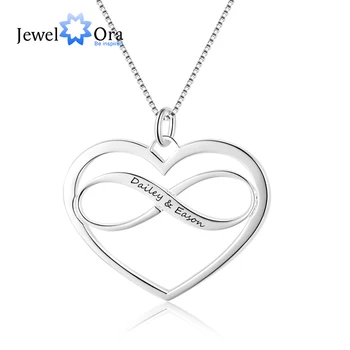 

JewelOra Personalized Infinity Heart Necklace with Name Engraving Silver Color Custom Name Pendant Necklace Gift for Best Friend