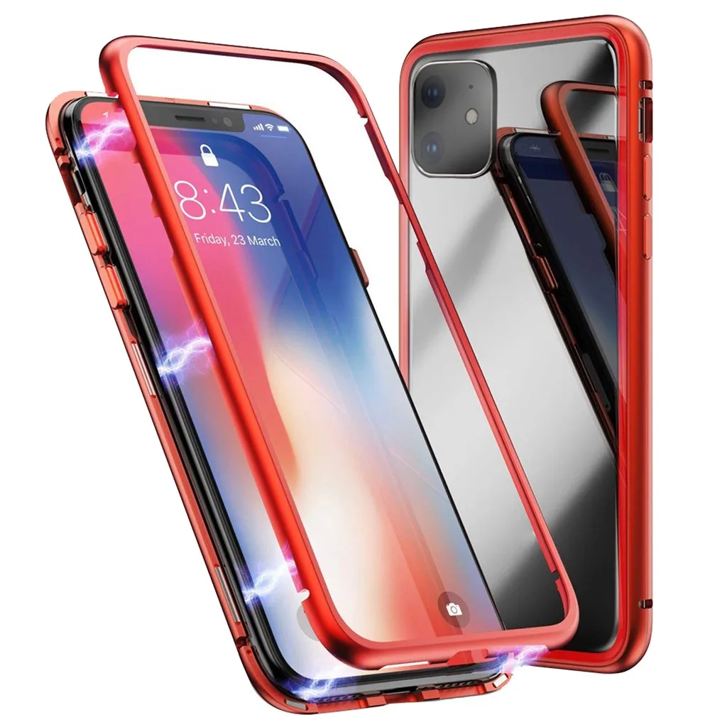 30# защитный чехол для iPhone 11/Pro Max Магнитная Адсорбция металлический бампер стеклянная крышка для iPhone 11 защитный чехол