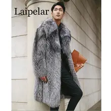 Laipelar, новинка, мужское теплое длинное пальто, куртка из искусственного меха, мужская длинная шуба из лисьего меха