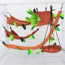 Hamster Hammock Toys Cage House Nest Leaf-Tunnel Small Ropeway Warm Soft Pet-Toy Forest