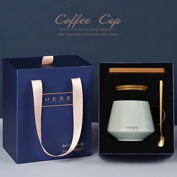 

Ceramic Coffee Mug With Lid Spoon Home Oatmeal Breakfast Creative Personality Trend Cup Large Capacity Coffee Drinkware Gift Box