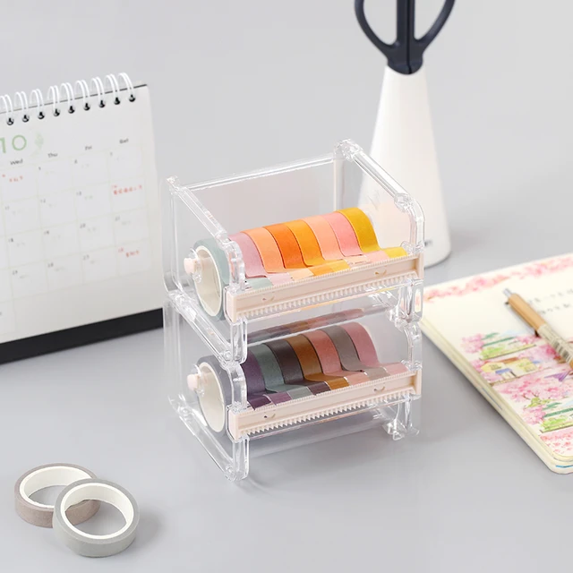 15 Compartments Clear Crafts Organizer Transparent Storage Box For Washi  Tape Art Supplies And Sticker Stationery - Tape Dispenser - AliExpress