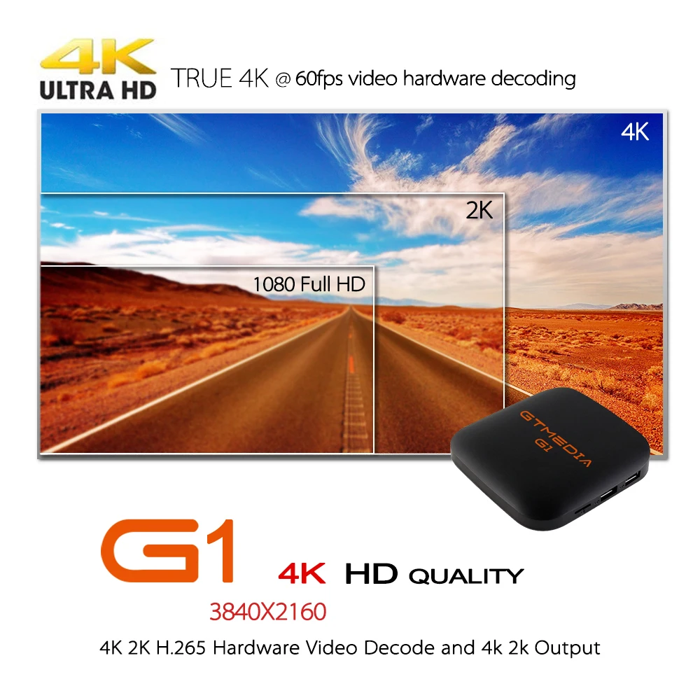 GTmedia G1 ТВ Box Media Player 1 ГБ Оперативная память 8 ГБ Встроенная память S905W Android 7,1 удаленных Управление 4 К 2 К HD 2,4 г Встроенный Wi-Fi Set Top Коробки IP ТВ