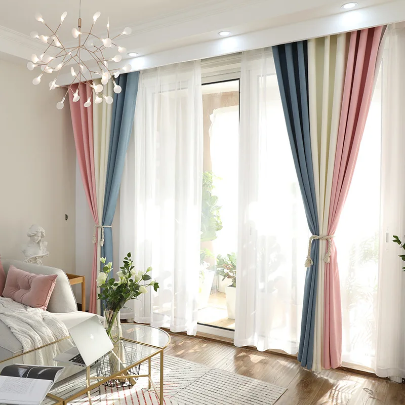 

New Spring Products Modern Simple Mosaic Shading Curtains for Living Dining Room Bedroom.