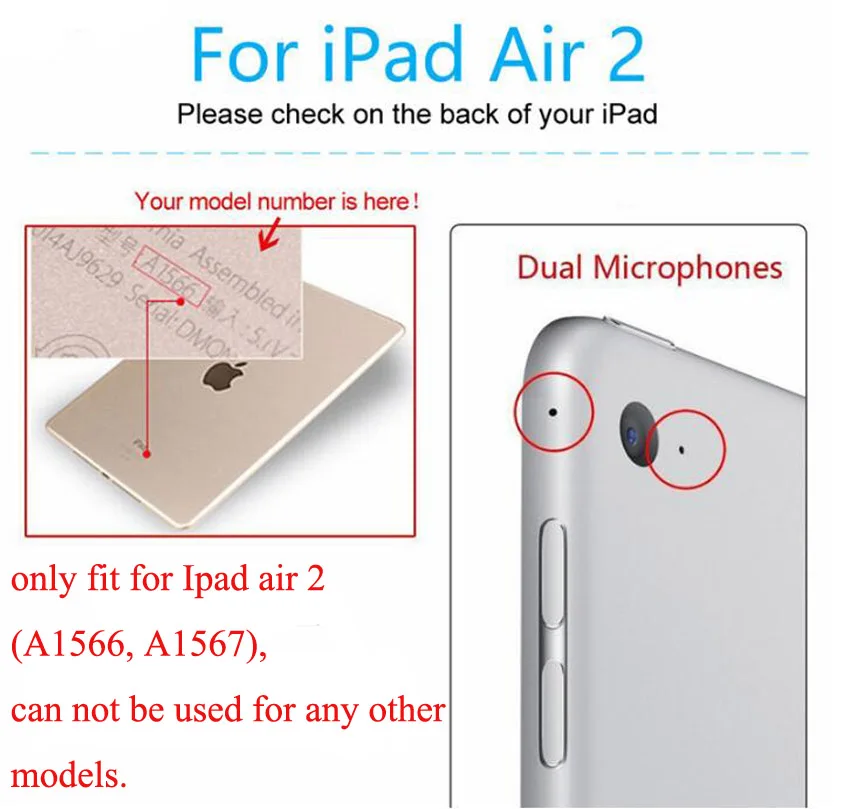 Чехол для iPad Air 2 iPad 6 9," A1566, A1567 планшет, ультратонкий из кожи ПУ и ТПУ Мягкий силиконовый чехол, умный чехол для автоматического сна/пробуждения
