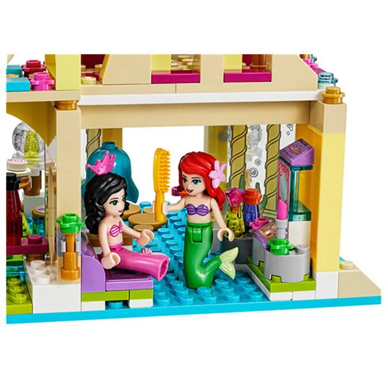Подводный дворец принцессы Ариэль, модель замка русалки, фигурки, конструкторы, Строительные кирпичи, игрушки для детей