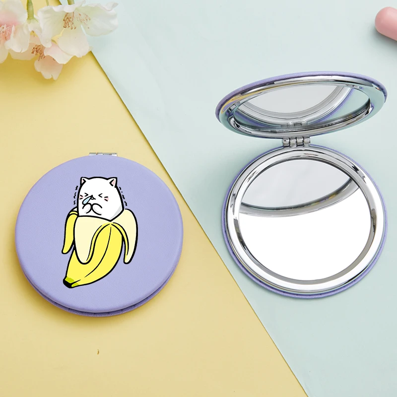 Cute Banana Mini Folding Double Makeup Mirror Cartoon Portable Small Pocket Compact Cosmetic Vanity Mirrors Espejo Girls Gift