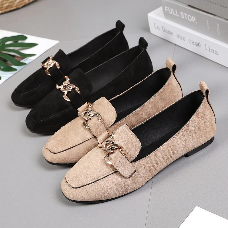 Zapatos planos de moda para mujer, mocasines de Metal sin cordones, zapatos de sin taco, mocasines de talla grande, primavera 2021|Zapatos planos de mujer| - AliExpress