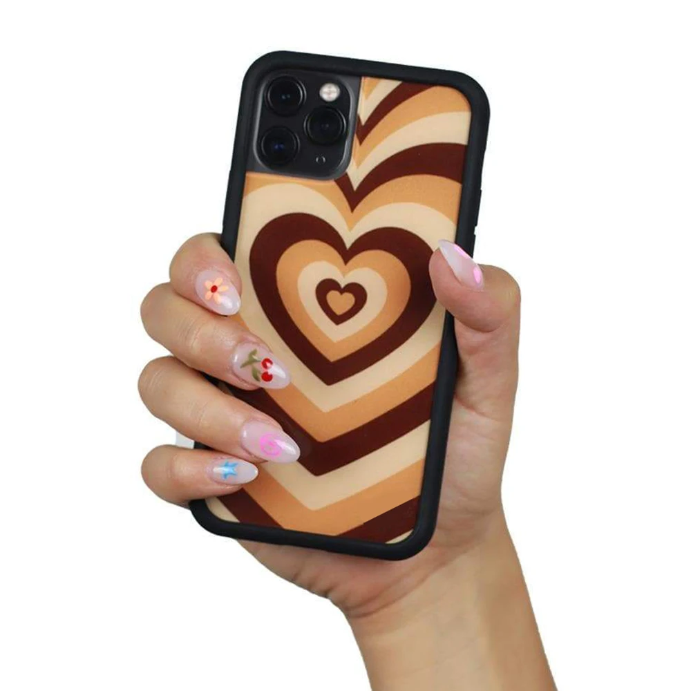 Fashion Latte Love Silicone PC+TPU phone case for iphone 6S 7 8 Plus X Xs Max for Apple phone XR 11 12 MINI Pro hard fundas 2021