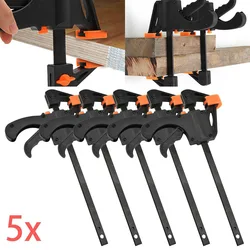 5 pçs carpintaria trabalho barra f braçadeira clipe conjunto duro rápido catraca liberação clipe diy carpintaria ferramenta de mão gadget carpintaria braçadeira