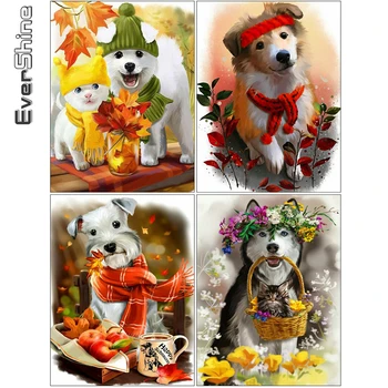 

Evershine 5D DIY Diamond Embroidery Dog Rhinestone Picture Diamond Painting Autumn Animal Craft Kit Home Decor Gift