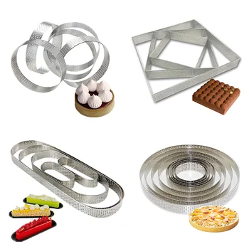 

Multi DIY Tart Mold Stainless Steel Cake tools French Dessert Bakeware Cutter Multi Shape Decorating Tool Perforated Mousse Tool