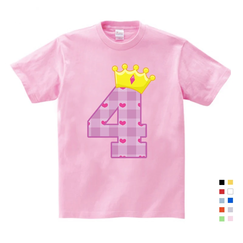 

Children's t shirt Boys/Girls Birthday An crown 1-9number Print T shirt Baby Cartoon Funny T-shirt Kids Birthday Present Clothes