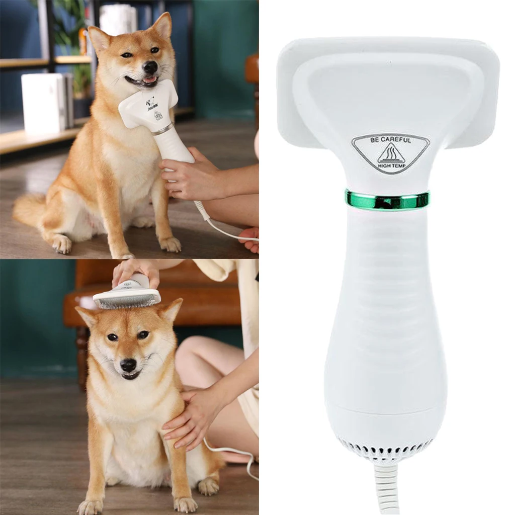 Portable 2-in-1 Pet Hair Dryer Dogs Cats Bathing Blow Brush Home EU Plug