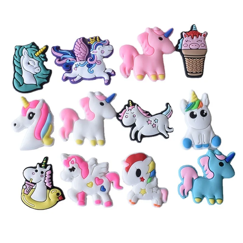 2021-2022 Season Unicorn PVC Soft Rubber Shoe Ornament Decoration Removable Garden Shoe Ornament Shoe Buckle  Charms for Crocses