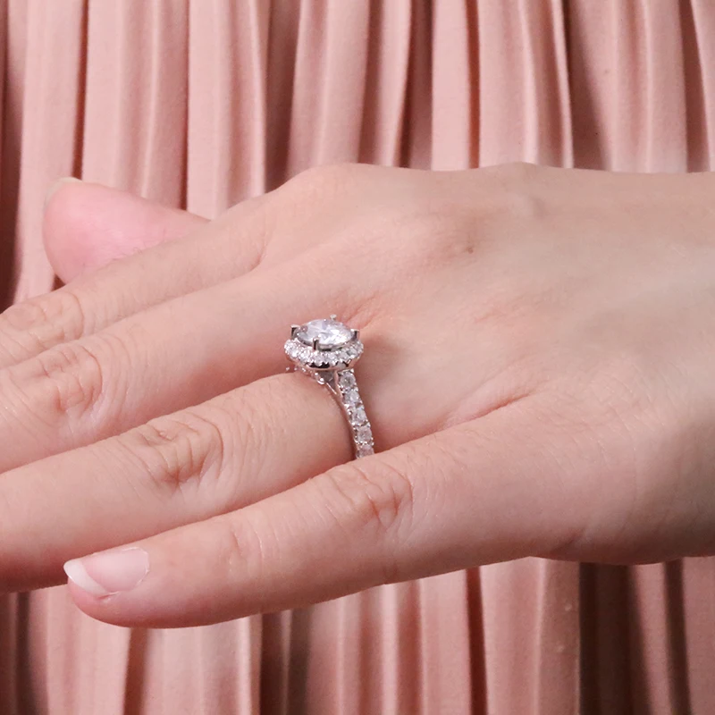 AEAW 6,5 мм 1.0ct круглая огранка 14 к Белое золото Желтое золото Муассанит кольцо оригинальные ослепительные ювелирные изделия для девушек для женщин