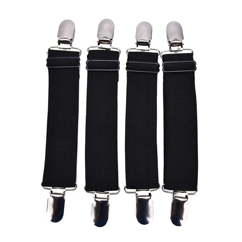 

Sheet Straps Adjustable Bed Corner Holder Elastic Straps Fasteners Clips Grippers Mattress Cover Sheet Bed Suspenders, Black, Pa