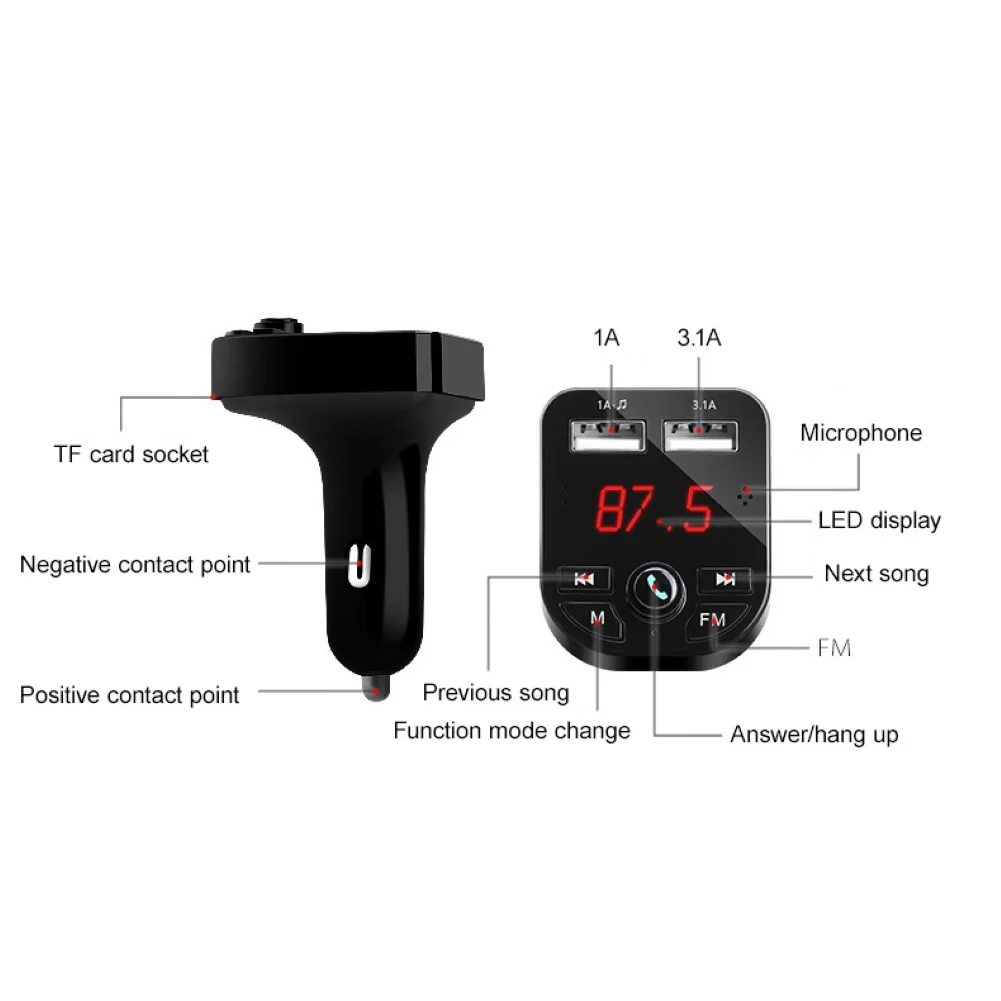 Автомобильный Bluetooth fm-передатчик, mp3-плеер, Bluetooth, приемник громкой связи, автомобильные аксессуары P3, зажигалка, автомобильное зарядное устройство с двумя usb-портами