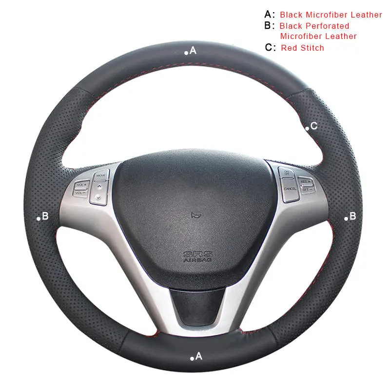 Microfiber Leather Авто оплетка на руле Крышка для hyundai монеты 2009 монеты интерьер DIY автомобиль оплетка Колечки автомобиль-Стайлинг - Название цвета: Microfiber Leather