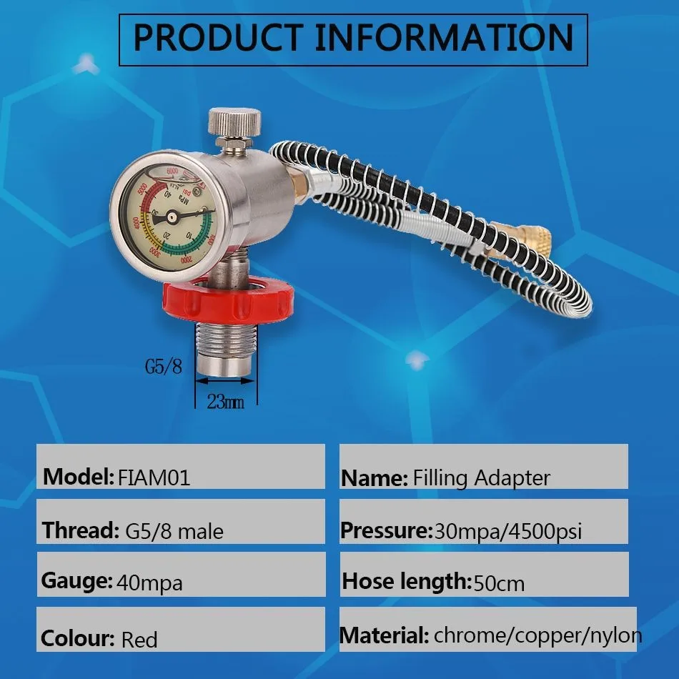 PCP дайвинг клапан Заправка Адаптер CO2 заправочная станция клапан давления G5/8 Мужской воздуха надувание до небольшой HPA бак 40 мм Калибр