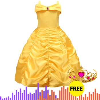 

Kids Girl Christmas Lace Flower Dress Toddler Beauty and Beast Cosplay Kids Belle Princess Dress for Halloween Dress Girls