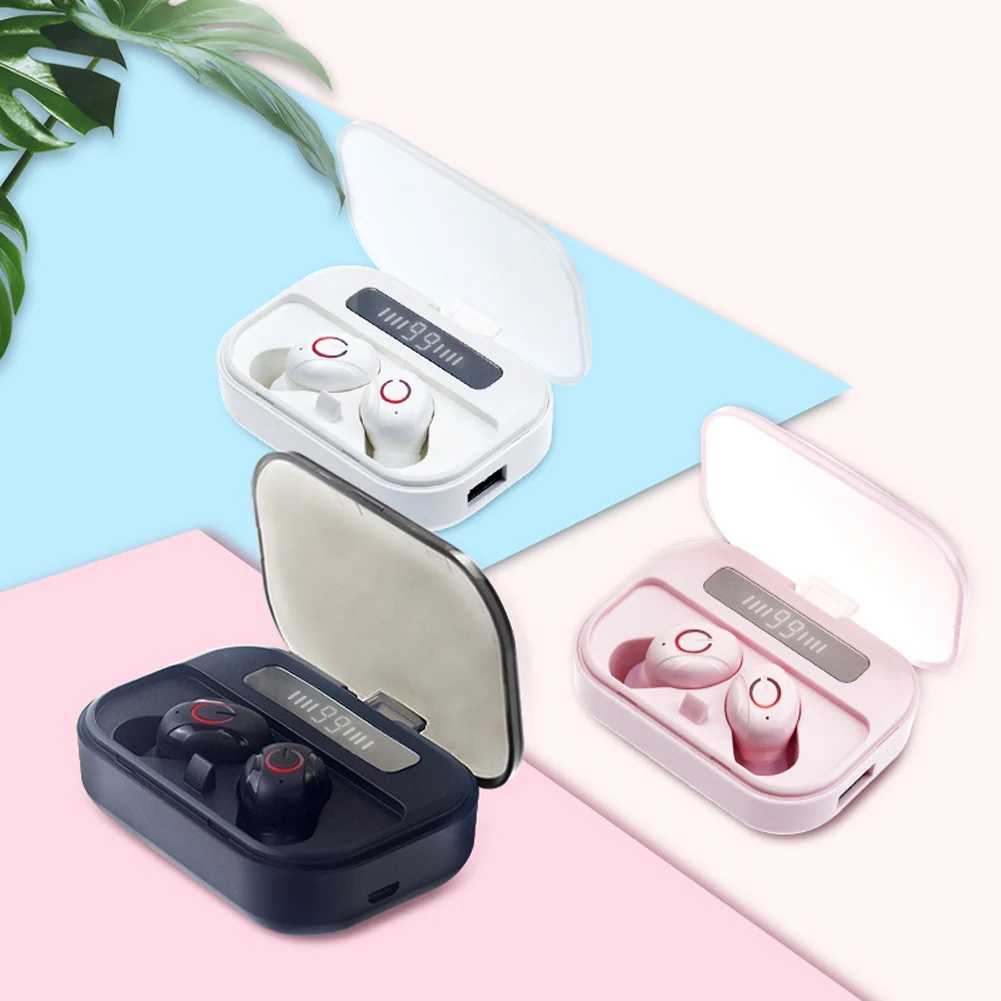 LED Display Bluetooth V5 0 Headsets with Mic for iPhone Huawei Samsung pk A6S TWS Wireless Earphone for Redmi Earbuds