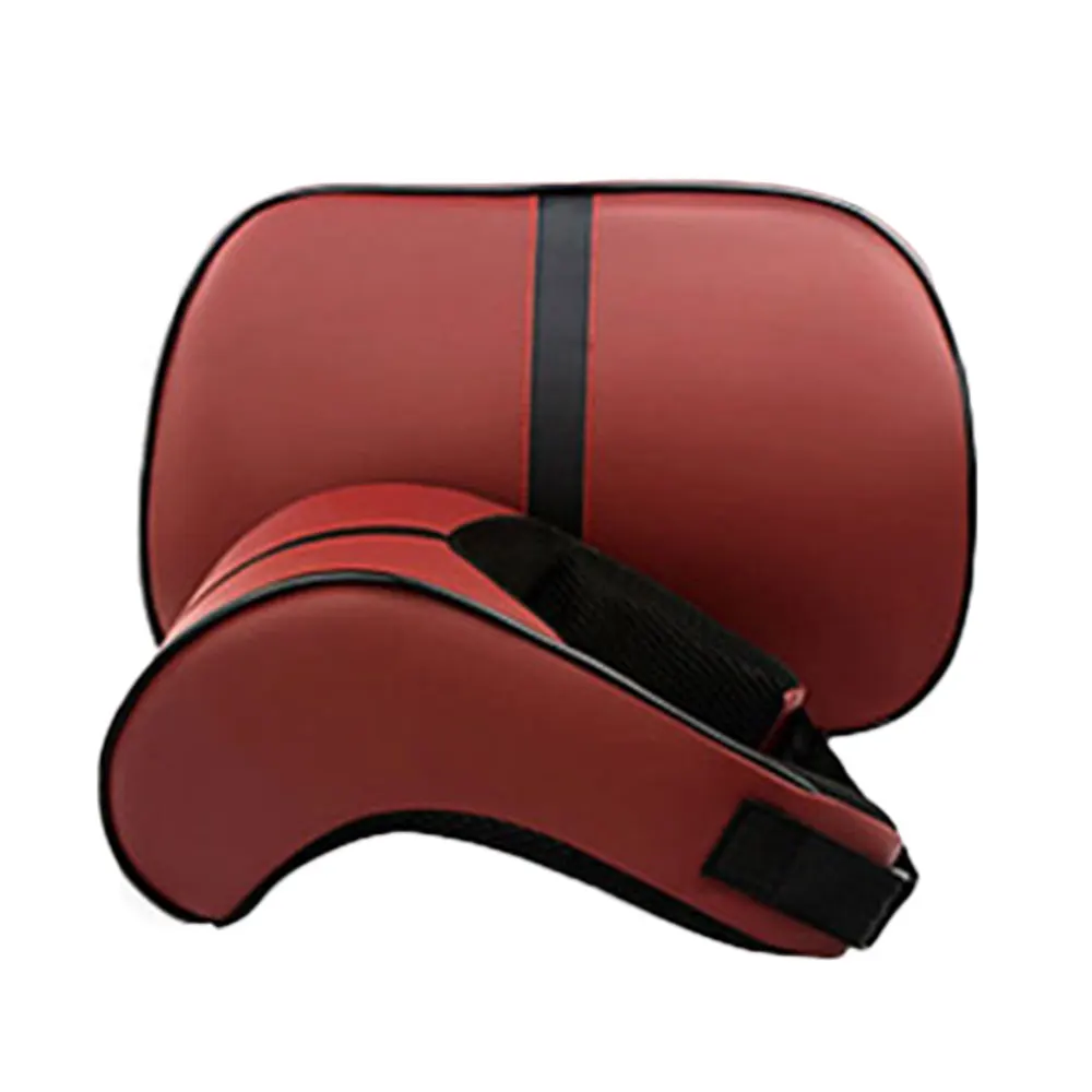 Car Leather Lumbar Back Support Memory Foam Neck Pillow Cushion Auto Seat Supports Chair Pillow Car Styling