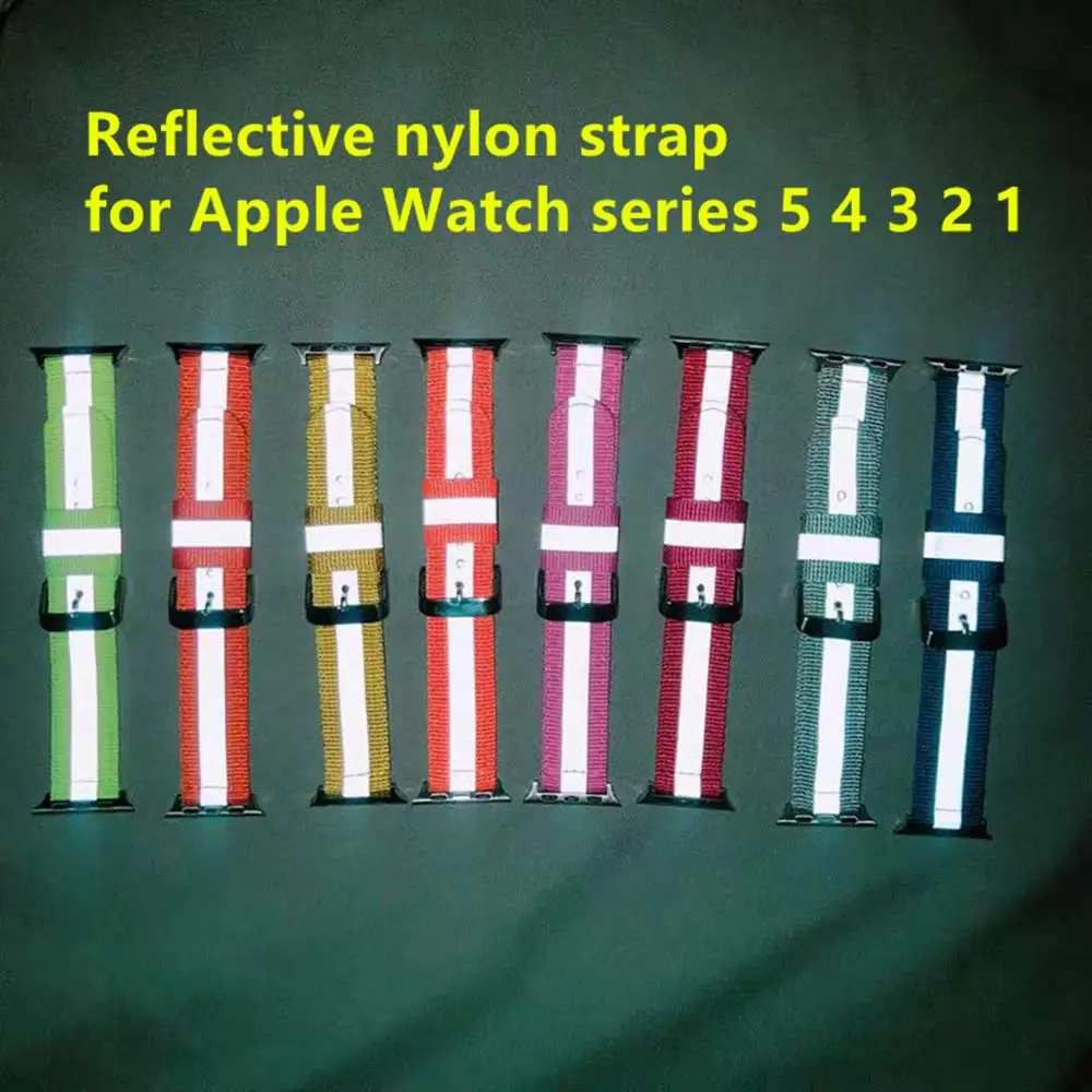 CACKOIE Reflective nylon strap for Apple Watch series 5 4 3 2 1 for men s 1